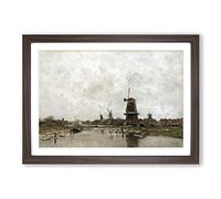 Big Box Art Jacob Maris The Five Windmills Framed Wall Art Picture Print Ready to Hang, Walnut A2 (62 x 45 cm)