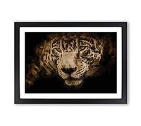 Big Box Art Jaguar Stalking Prey Framed Wall Art Picture Print Ready to Hang, Black A2 (62 x 45 cm)