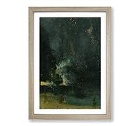 Big Box Art James McNeill Whistler The Falling Rocket Framed Wall Art Picture Print Ready to Hang, Oak A2 (62 x 45 cm)