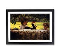 Big Box Art James Tissot Reading a Story Framed Wall Art Picture Print Ready to Hang, Oak A2 (62 x 45 cm)