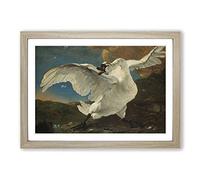Big Box Art Jan Asselijn The Threatened Swan Framed Wall Art Picture Print Ready to Hang, Oak A2 (62 x 45 cm)