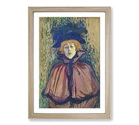 Big Box Art Jane Avril Portrait by Henri De Toulouse-Lautrec Framed Wall Art Picture Print Ready to Hang, Oak A2 (62 x 45 cm)
