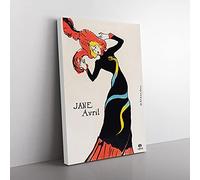Big Box Art Jane Avril Vol.1 by Henri De Toulouse-Lautrec Canvas Wall Art Print Ready to Hang Picture, 76 x 50 cm (30 x 20 Inch), White, Black, Red