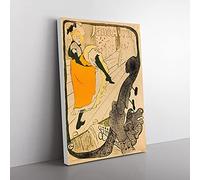 Big Box Art Jane Avril Vol.2 by Henri De Toulouse-Lautrec Canvas Wall Art Print Ready to Hang Picture, 76 x 50 cm (30 x 20 Inch), Cream, Cream, Brown