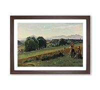 Big Box Art Jean-Baptiste Camille Corot at The Bottom of The Mole Framed Wall Art Picture Print Ready to Hang, Walnut A2 (62 x 45 cm)