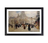 Big Box Art Jean-Francois Raffaelli Place St Augustin Framed Wall Art Picture Print Ready to Hang, Oak A2 (62 x 45 cm)