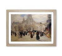 Big Box Art Jean-Francois Raffaelli Place St Augustin Framed Wall Art Picture Print Ready to Hang, Oak A2 (62 x 45 cm)