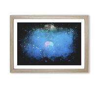 Big Box Art Jellyfish in Pink & Blue with Sunlight Paint Splash Framed Wall Art Picture Print Ready to Hang, Oak A2 (62 x 45 cm)