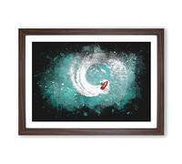 Big Box Art Jet Ski Whirlpool on Bear Lake Paint Splash Framed Wall Art Picture Print Ready to Hang, Walnut A2 (62 x 45 cm)