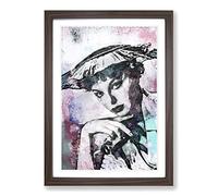 Big Box Art Joan Collins in Abstract Framed Wall Art Picture Print Ready to Hang, Walnut A2 (62 x 45 cm)