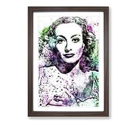 Big Box Art Joan Crawford in Abstract Framed Wall Art Picture Print Ready to Hang, Walnut A2 (62 x 45 cm)