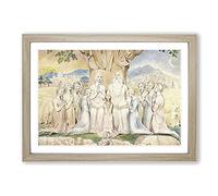 Big Box Art Job and His Family by William Blake Framed Wall Art Picture Print Ready to Hang, Oak A2 (62 x 45 cm)