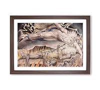 Big Box Art Jobs Evil Dreams by William Blake Framed Wall Art Picture Print Ready to Hang, Walnut A2 (62 x 45 cm)