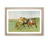 Big Box Art Jockeys and Race Horses by Edgar Degas Framed Wall Art Picture Print Ready to Hang, Oak A2 (62 x 45 cm)