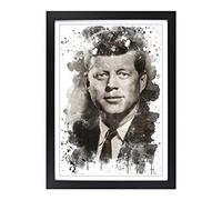 Big Box Art John F Kennedy JFK President V3 Framed Wall Art Picture Print Ready to Hang, Black A2 (62 x 45 cm)