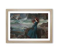 Big Box Art John William Waterhouse Miranda The Tempest Framed Wall Art Picture Print Ready to Hang, Oak A2 (62 x 45 cm)