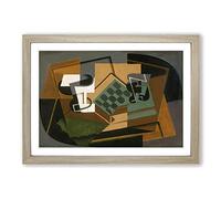 Big Box Art Juan Gris Chessboard and Glass Framed Wall Art Picture Print Ready to Hang, Oak A2 (62 x 45 cm)