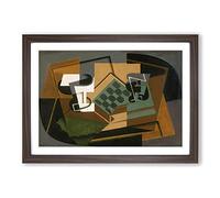 Big Box Art Juan Gris Chessboard and Glass Framed Wall Art Picture Print Ready to Hang, Walnut A2 (62 x 45 cm)