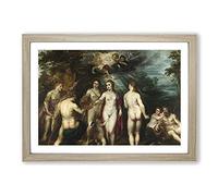 Big Box Art Judgement of Paris by Peter Paul Rubens Framed Wall Art Picture Print Ready to Hang, Oak A2 (62 x 45 cm)