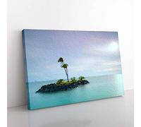 Big Box Art Kahala Beach Island in Honolulu Hawaii Canvas Wall Art Print Ready to Hang Picture, 76 x 50 cm (30 x 20 Inch), Blue, Turquoise, Teal