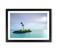 Big Box Art Kahala Beach Island in Honolulu Hawaii Framed Wall Art Picture Print Ready to Hang, Black A2 (62 x 45 cm)