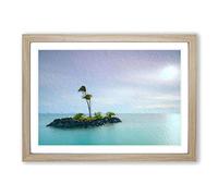 Big Box Art Kahala Beach Island in Honolulu Hawaii Framed Wall Art Picture Print Ready to Hang, Oak A2 (62 x 45 cm)