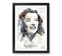 Big Box Art Katherine Hepburn in Abstract Framed Wall Art Picture Print Ready to Hang, Black A2 (62 x 45 cm)