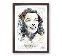 Big Box Art Katherine Hepburn in Abstract Framed Wall Art Picture Print Ready to Hang, Walnut A2 (62 x 45 cm)