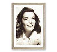 Big Box Art Katherine Hepburn Sepia Framed Wall Art Picture Print Ready to Hang, Oak A2 (62 x 45 cm)