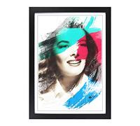 Big Box Art Katherine Hepburn Sepia V2 Framed Wall Art Picture Print Ready to Hang, Black A2 (62 x 45 cm)
