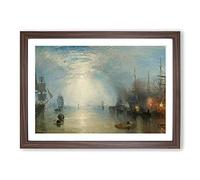 Big Box Art Keelmen Heaving in Coals by Joseph Mallord William Turner Framed Wall Art Picture Print Ready to Hang, Walnut A2 (62 x 45 cm)