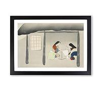 Big Box Art Kinuta by Kamisaka Sekka Framed Wall Art Picture Print Ready to Hang, Black A2 (62 x 45 cm)