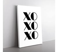 Big Box Art Kiss Hug Typography Canvas Wall Art Print Ready to Hang Picture, 76 x 50 cm (30 x 20 Inch), White, Black