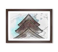 Big Box Art Kiyomizu Dera Pagoda in Japan in Abstract Framed Wall Art Picture Print Ready to Hang, Walnut A2 (62 x 45 cm)