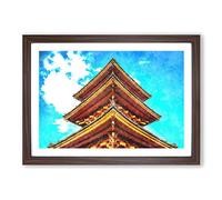 Big Box Art Kiyomizu Dera Pagoda in Japan Painting Framed Wall Art Picture Print Ready to Hang, Walnut A2 (62 x 45 cm)