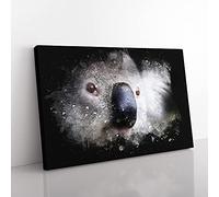 Big Box Art Koala Bear Vol.2 Paint Splash Canvas Wall Art Print Ready to Hang Picture, 76 x 50 cm (30 x 20 Inch), Black, Grey, Grey