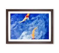 Big Box Art Koi & Carp Fish in Abstract Framed Wall Art Picture Print Ready to Hang, Walnut A2 (62 x 45 cm)