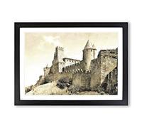 Big Box Art La Cite Citadel in Carcassonne France Painting Framed Wall Art Picture Print Ready to Hang, Black A2 (62 x 45 cm)