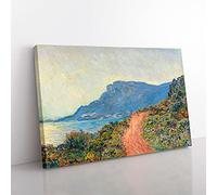 Big Box Art La Corniche Near Monaco by Claude Monet Canvas Wall Art Print Ready to Hang Picture, 76 x 50 cm (30 x 20 Inch), Grey, Blue, Green