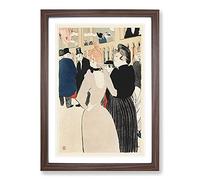 Big Box Art La Goulue and Her Sister Vol.2 by Henri De Toulouse-Lautrec Framed Wall Art Picture Print Ready to Hang, Walnut A2 (62 x 45 cm)