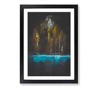 Big Box Art Lake in Yosemite California in Abstract Framed Wall Art Picture Print Ready to Hang, Black A2 (62 x 45 cm)