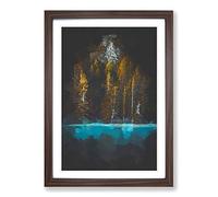 Big Box Art Lake in Yosemite California in Abstract Framed Wall Art Picture Print Ready to Hang, Walnut A2 (62 x 45 cm)