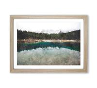 Big Box Art Lake of Carezza Nova Levante Italy Painting Framed Wall Art Picture Print Ready to Hang, Oak A2 (62 x 45 cm)