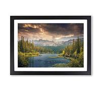 Big Box Art Landscape Beautiful Mountain Scene Framed Wall Art Picture Print Ready to Hang, Oak A2 (62 x 45 cm)