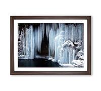 Big Box Art Landscape Frozen Waterfall Framed Wall Art Picture Print Ready to Hang, Walnut A2 (62 x 45 cm)