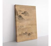 Big Box Art Landscape in The Moonlight Vol.2 by Kano Tan'yu Painting Canvas Wall Art Print Ready to Hang Picture, 76 x 50 cm (30 x 20 Inch), Cream, Brown, Cream, Green