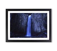 Big Box Art Landscape Japan Waterfall Framed Wall Art Picture Print Ready to Hang, Black A2 (62 x 45 cm)