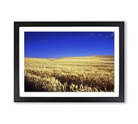 Big Box Art Landscape Kansas Wheat Field USA Framed Wall Art Picture Print Ready to Hang, Black A2 (62 x 45 cm)
