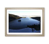 Big Box Art Landscape Lake Tahoe & Forest Framed Wall Art Picture Print Ready to Hang, Oak A2 (62 x 45 cm)