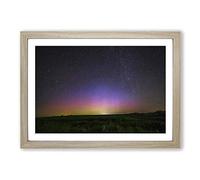 Big Box Art Landscape View of Space from Earth Framed Wall Art Picture Print Ready to Hang, Oak A2 (62 x 45 cm)